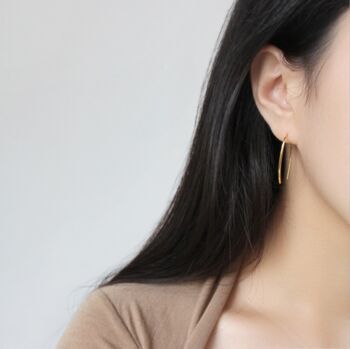 Sterling Silver Minimalist Open Hoop Earrings, 6 of 7