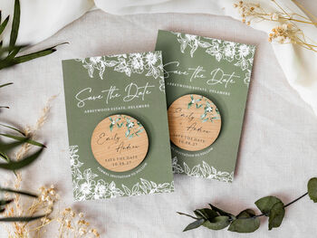 Save The Dates Magnet Sage Green Wedding Cards, 8 of 10