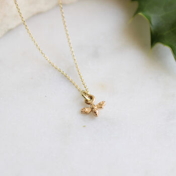14ct Solid Gold Mini Bee Charm Necklace, 2 of 3