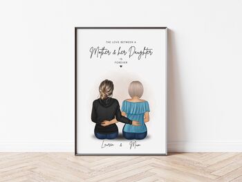 Personalised Mother And Daughter Artwork Gift For Mum, 4 of 8