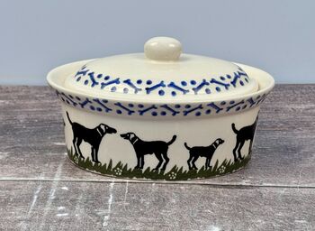 Labrador Patterned Oval Butter Dish, 3 of 3