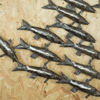 Recycled Metal School Of Fish On Wall, 2 of 3