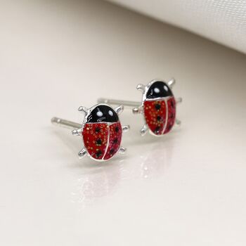 Girls Sterling Silver Ladybird Stud Earrings, 2 of 4