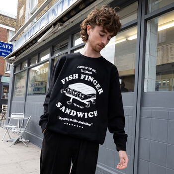 Fish Finger Sandwich Unisex Graphic Sweatshirt In Black, 4 of 5