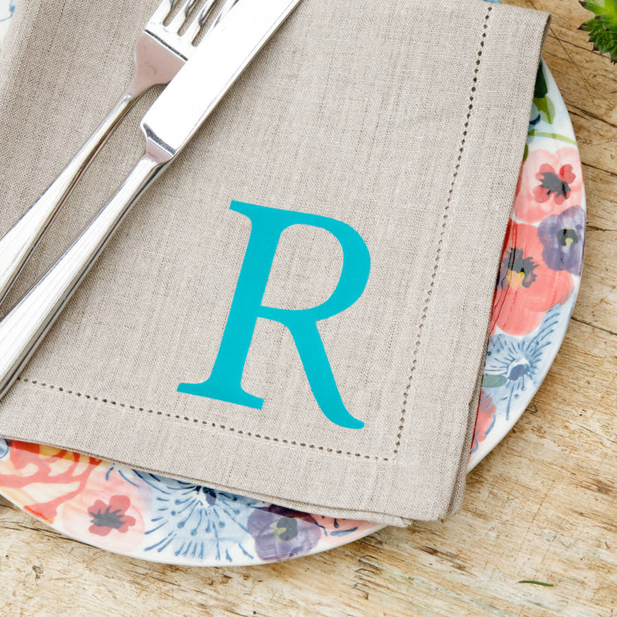 Personalised Linen Initial Napkin By Jonny's Sister