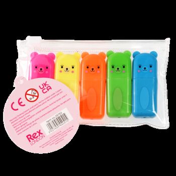 Set Of Five Bear Highlighters, 4 of 4