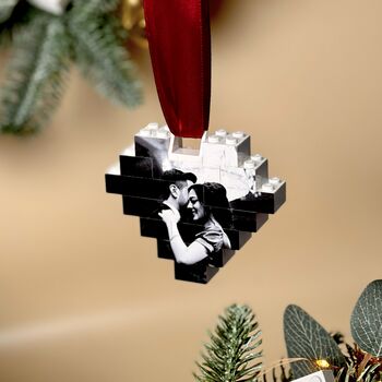 Personalised Lego® Brick Heart Christmas Photo Bauble, 2 of 2