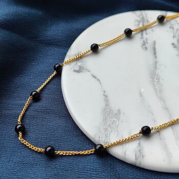 Small Gold Black Pearl Beaded Choker Necklace, 4 of 4