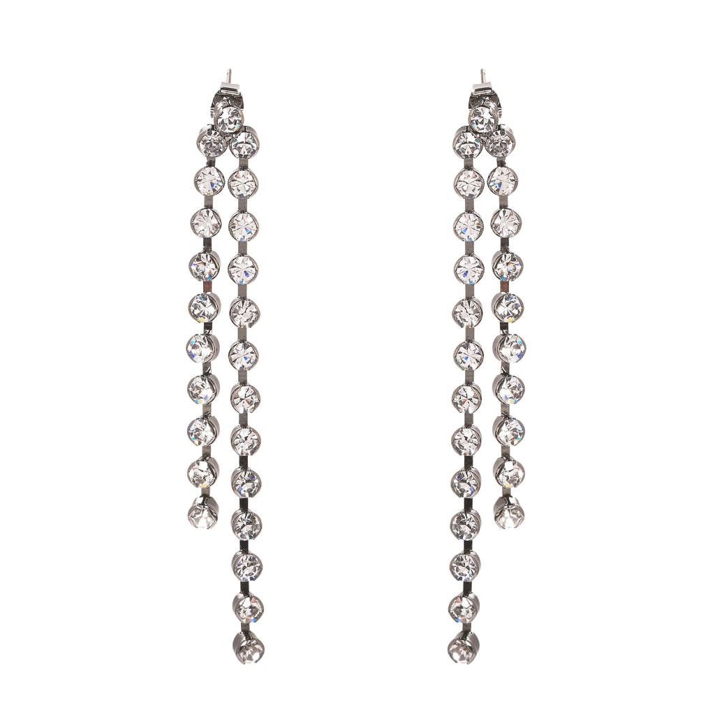 crystal drops long chain earrings by dose of rose | notonthehighstreet.com