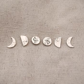 Crescent Moon Lunar Stud Everyday Earrings, 8 of 8