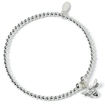 Sterling Silver Bracelet With 3D Bumble Bee Charm, 2 of 8