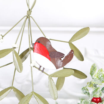 Robin On Mistletoe Christmas Tree Decoration, 2 of 2