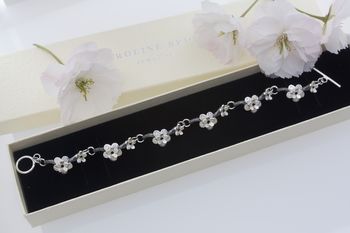 Handmade Silver Cherry Blossom Bracelet, 7 of 8