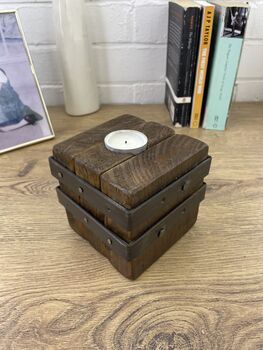 Handmade Reclaimed Wood Tealight Holder, 4 of 6