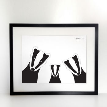 Badger Family Selfie, Personalised Print, 4 of 5