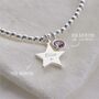 Sterling Silver Ball Slider Bracelet Personalised Mini Star And Birthstone, thumbnail 2 of 10