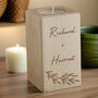 Personalised Botanical Wooden Tealight Holder, thumbnail 2 of 3
