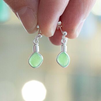 Cornish Sea Glass Stud Earrings Green, 5 of 5