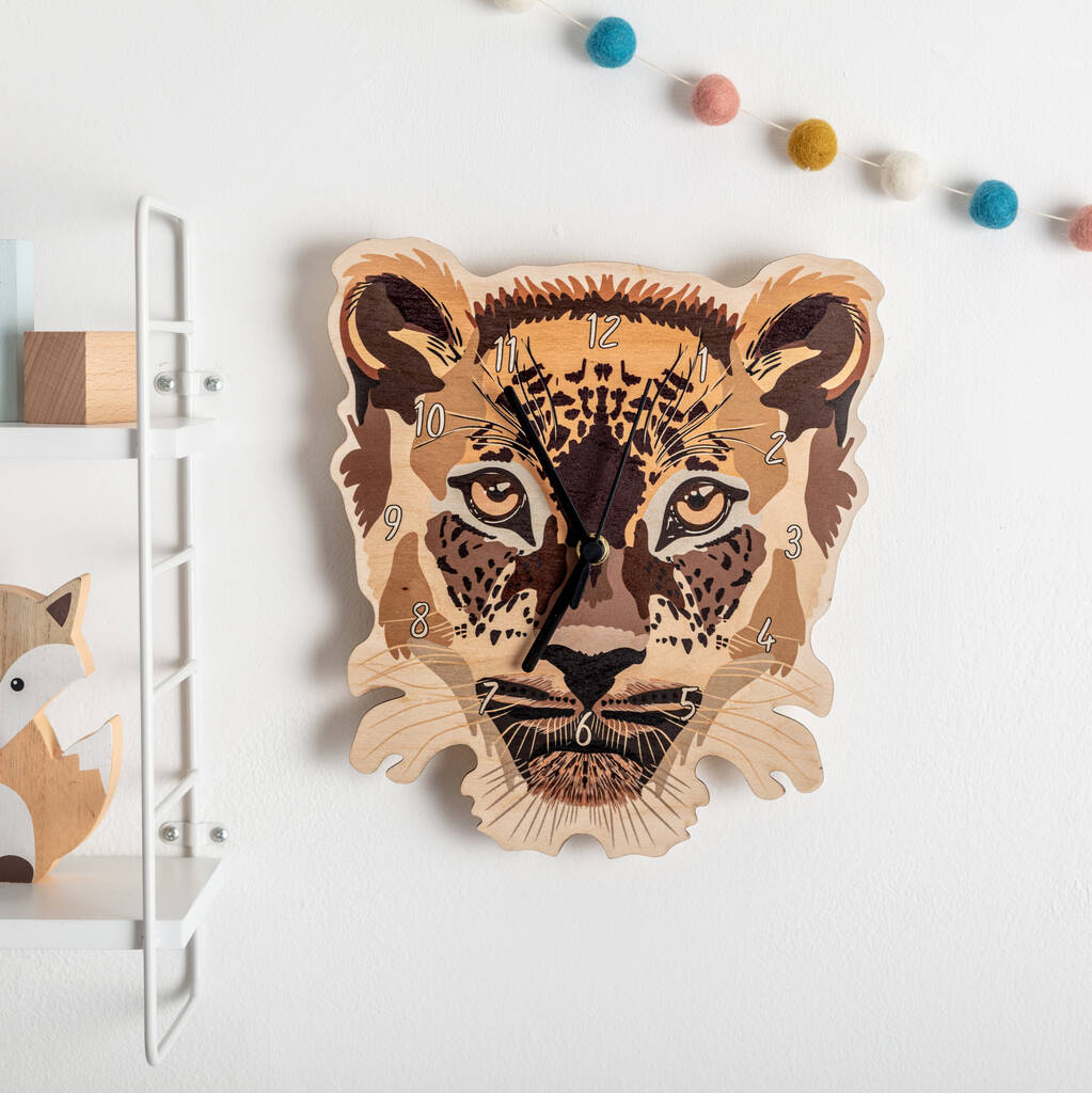 Leopard Wooden Bedroom Wall Clock, 1 of 2