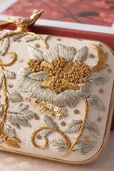 Austin | Ivory And Gold Zardozi Bridal Clutch Bag, 6 of 7