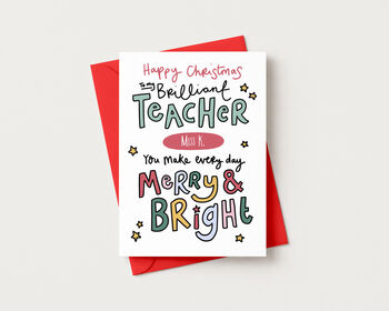 Personalised Teacher Christmas Card, 3 of 3