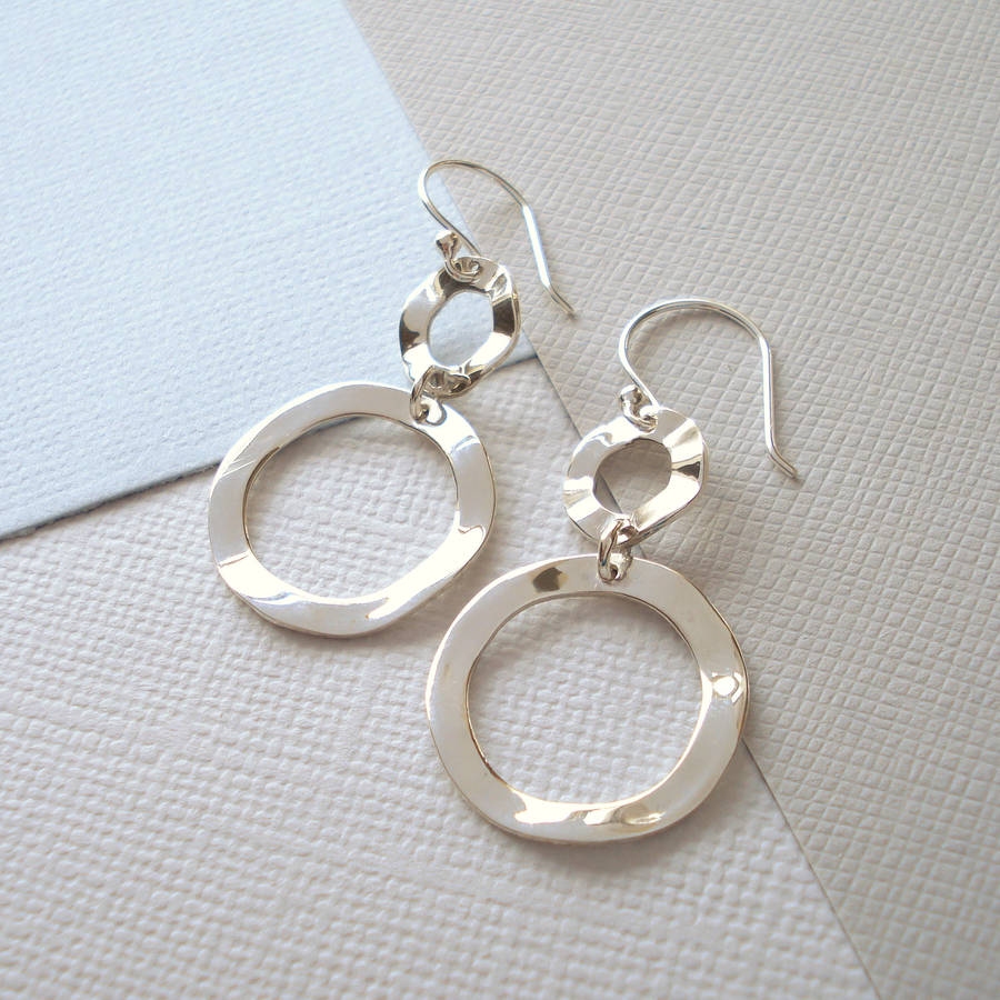 sterling silver circle wave earrings by mia belle | notonthehighstreet.com