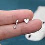 Mismatched Tiny Arrow And Heart Stud Earrings, thumbnail 2 of 9