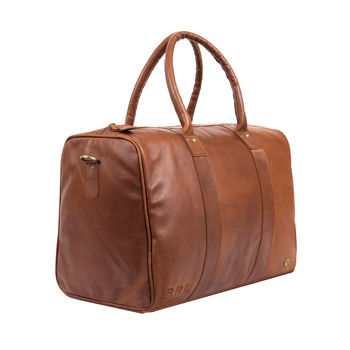 Personalised Leather Cortes Compact Weekender Holdall, 3 of 9