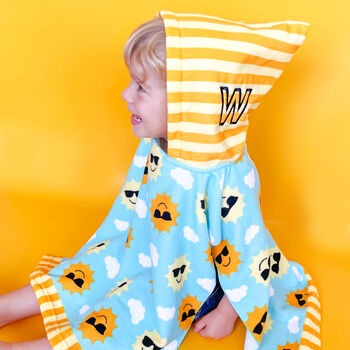 Personalised Happy Sun Toddler Hooded Towel, 5 of 12