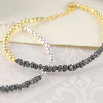 Rough Diamond Beaded Sterling Silver April Birthstone Bracelet, 3 of 8