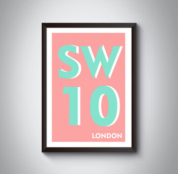 Sw10 Chelsea London Postcode Typography Print, 4 of 10