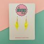 Neon Yellow Glitter Lightning Bolt Earrings Small And Large, thumbnail 2 of 2