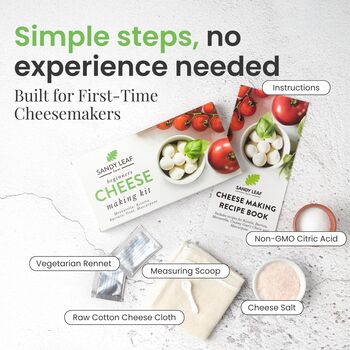 Sandy Leaf Farm Cheese Making Kit Make Five Cheeses, 4 of 8
