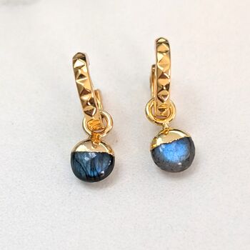 The Orb Labradorite Earrings, Gold, 3 of 4