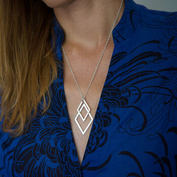 Geometric Diamond Shaped Necklace, 8 of 10