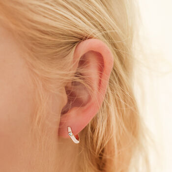 Enamel Crystal Huggie Earrings In Gold Plating, 7 of 12