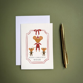Personalised Santa And Elves Mouse Christmas Card, 5 of 7