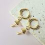 Mushroom Charm Huggie Hoop Earrings, thumbnail 3 of 4