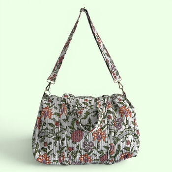 Large Weekend Duffle Bag | Garden Floral Block Print, 3 of 5