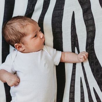 Personalised Xl Zebra Print Baby Gift Muslin, 5 of 10