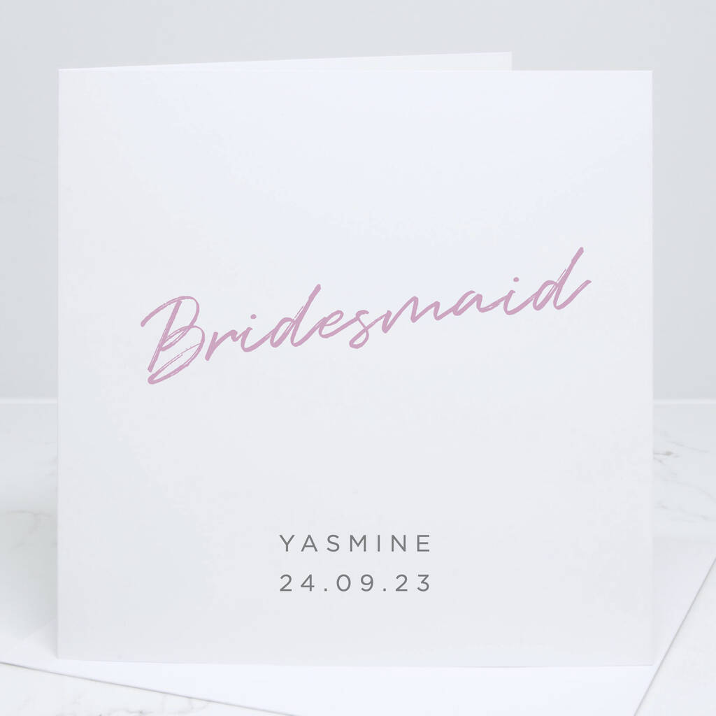 Bridesmaid Personalised Wedding Card, 1 of 3