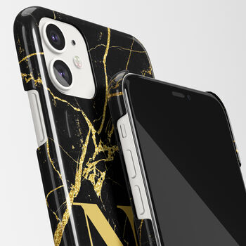 Personalised Gold Black Marble Phone Case, 4 of 6