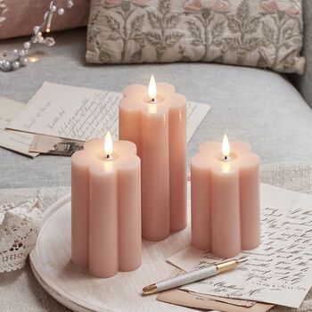 Three Pink Flower Tru Glow® LED Candles With Timer, 3 of 4