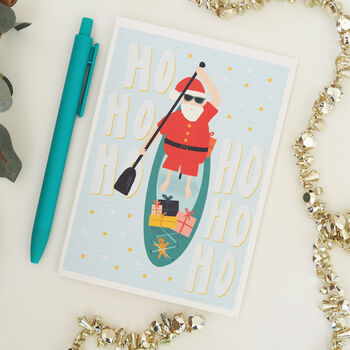 Paddle Boarding Santa Christmas Card, 2 of 5