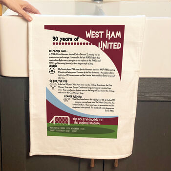Years Of Being An Iron Tea Towel Birthday Gift For West Ham Fan, 4 of 6