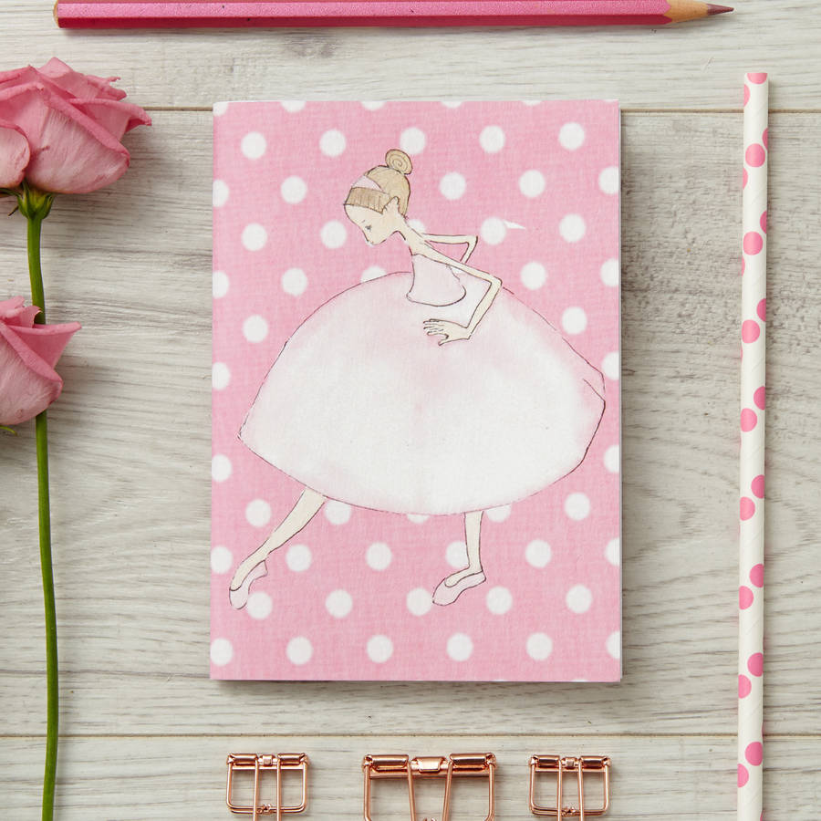 pink polka personalised a6 notebook by caragh buxton