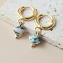 Natural Moss Agate Charm Huggie Hoop Earrings, thumbnail 3 of 4