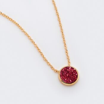 Round Red Druzy Crystal 18k Gold Plated Necklace, 2 of 3