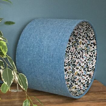 Lusk Blue Tweed Berry Lined Lampshades, 8 of 9