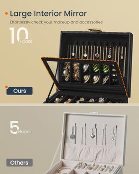 Two Tier Jewellery Box With Mirror Tray, 5 of 5